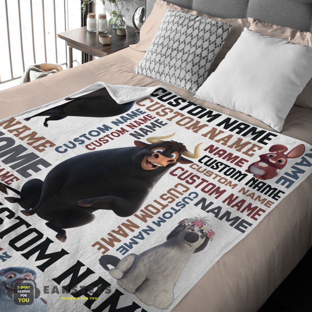 good-ferdinand-the-bull-and-friends-blanket-fleece-customized-blanket-mk-03 Good Ferdinand The Bull And Friends Blanket Fleece Customized Blanket - Image 2