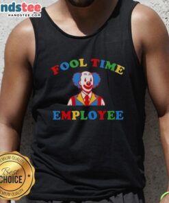 Alt Text: Employee in a clown tank top from Good Fool Time, smiling and spreading joy at a fun event.