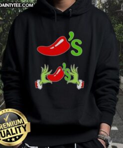 Good Grinch Hands Love Chilis Merry Christmas Hoodie featuring festive design and cozy fit for holiday cheer.