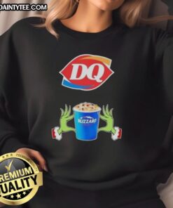 Good Grinch Hands Love Dairy Queen Merry Christmas Sweatshirt featuring festive design and cozy fit for holiday cheer.