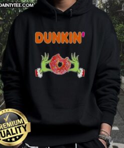 Good Grinch Hands Love Dunkin Donut Merry Christmas Hoodie featuring festive design and vibrant colors for holiday cheer.