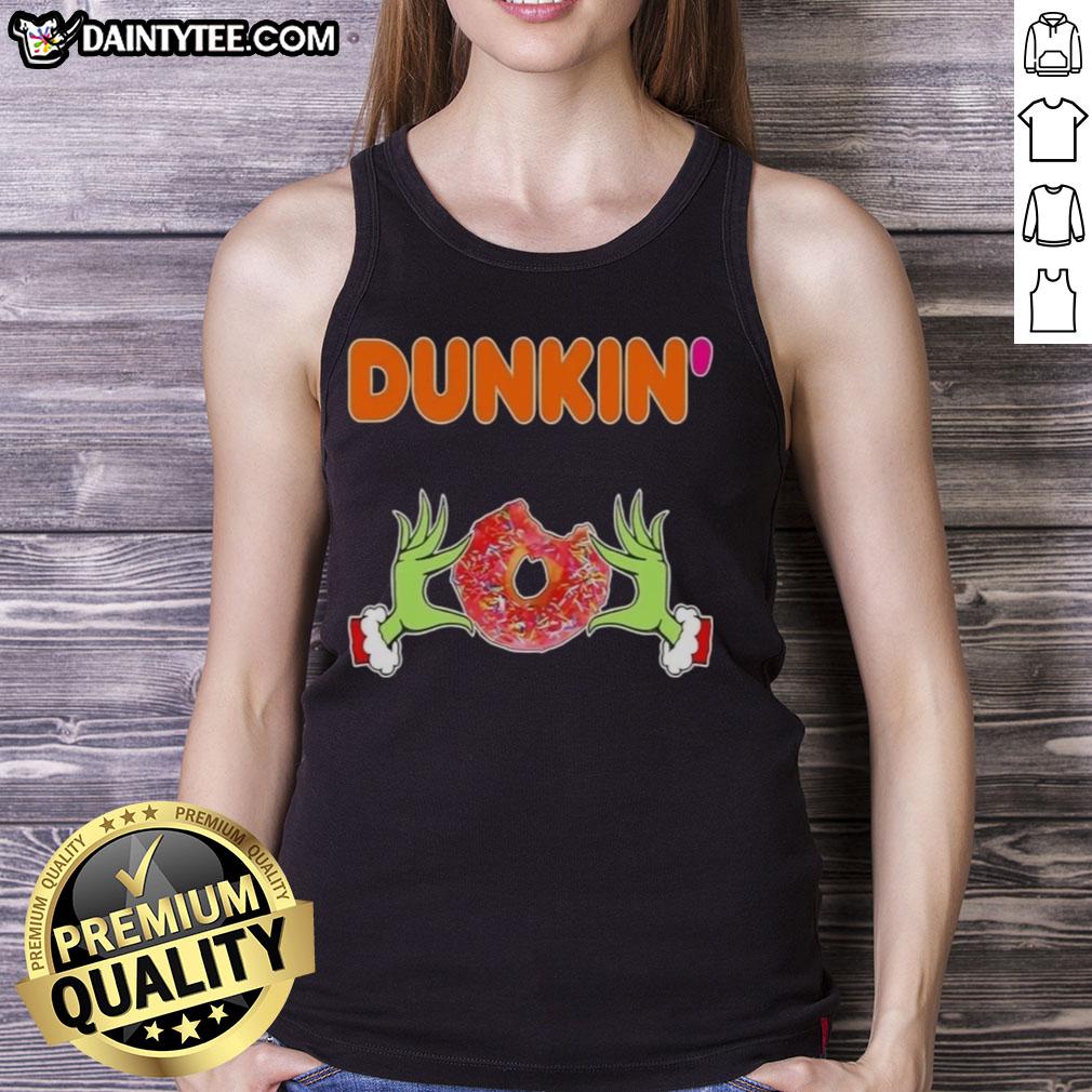 good-grinch-hands-love-dunkin-donut-merry-christmas-tank-top Good Grinch hands holding a Dunkin' Donut in a Merry Christmas tank top, perfect for holiday festivities.