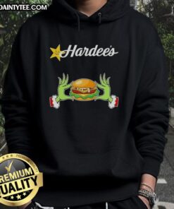 Good Grinch Hands Love Hardee's Merry Christmas Hoodie featuring festive design and cozy fit for the holiday season.