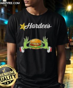 Good Grinch Hands Love Hardee's Merry Christmas T-Shirt featuring festive design and vibrant colors for the holiday season.