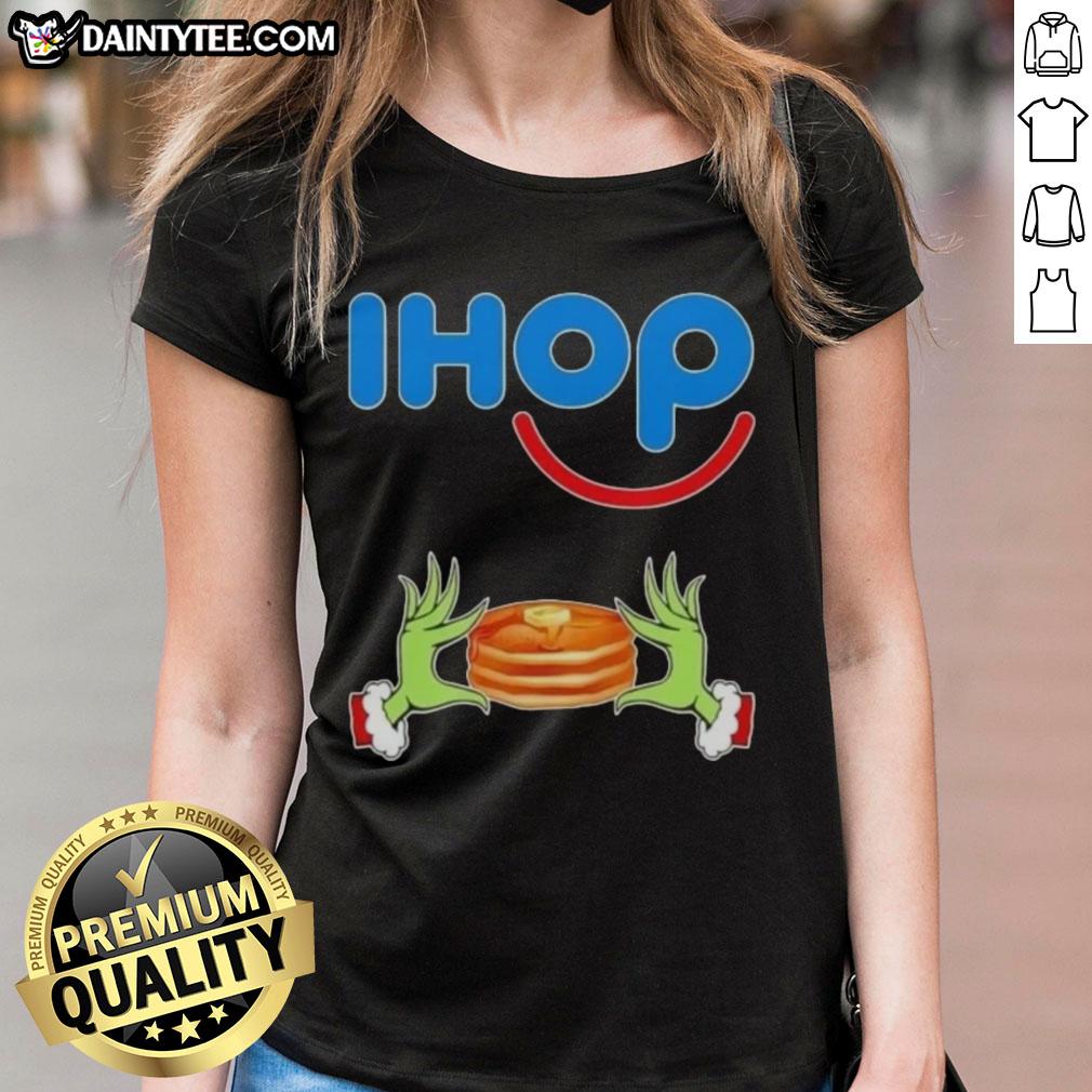 good-grinch-hands-love-ihop-merry-christmas-ladies-tee Alt Text: Good Grinch Hands Love IHOP Merry Christmas Ladies Tee featuring a festive design perfect for the holiday season.