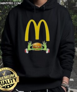 Good Grinch Hands Love McDonald's Merry Christmas Hoodie featuring festive design and holiday spirit.