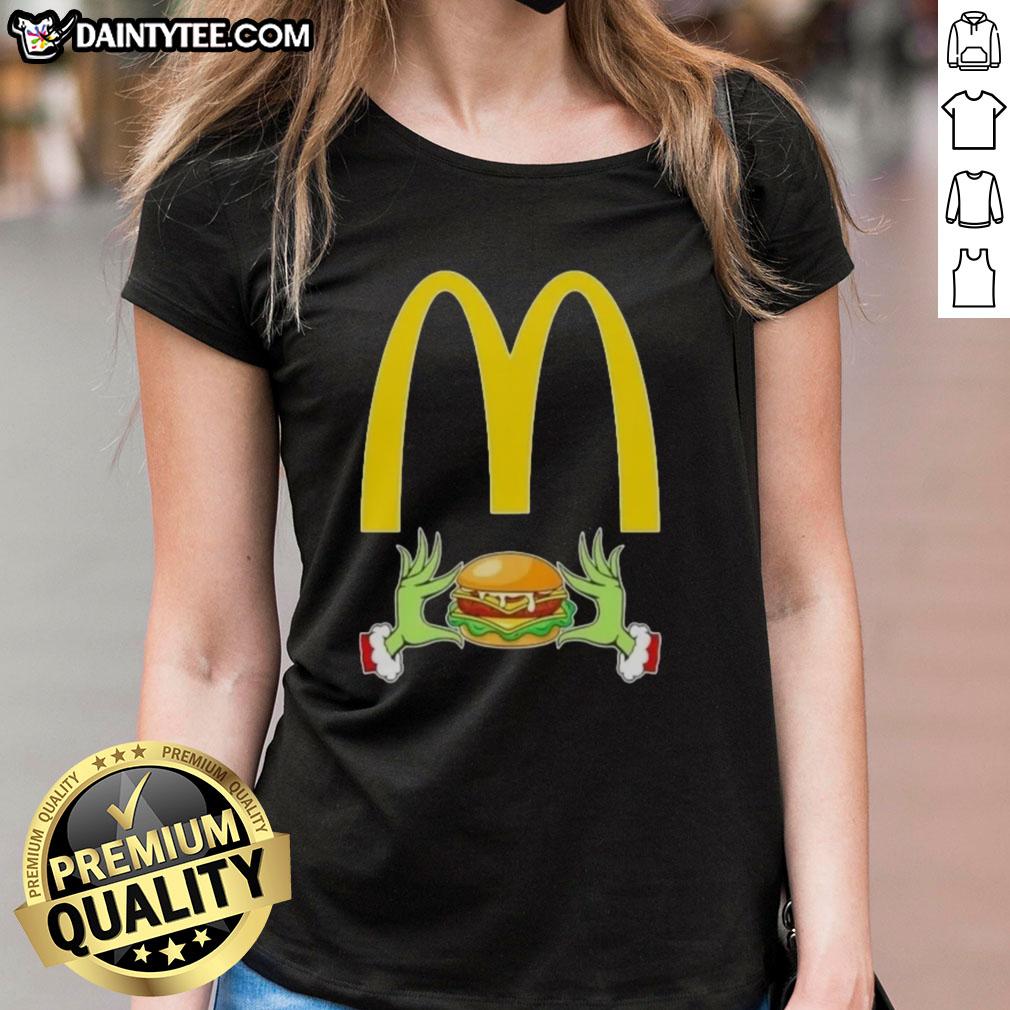 good-grinch-hands-love-mcdonalds-merry-christmas-ladies-tee Good Grinch hands love McDonald's Merry Christmas ladies tee featuring festive design and playful holiday spirit.