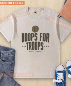 Brooklyn Nets basketball washed T-shirt for Good Hoops for Troops, featuring team logo and vibrant colors.