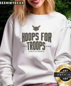 Good Hoops For Troops Charlotte Hornets basketball sweatshirt in vibrant colors, perfect for fans and supporters.