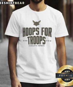 Good Hoops For Troops Charlotte Hornets basketball t-shirt showcasing team logo and vibrant colors.