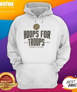 Good Hoops for Troops Toronto Raptors basketball hoodie featuring team colors and logo, perfect for fans and support.