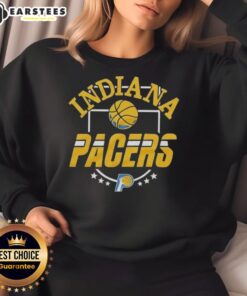 2025 Indiana Pacers City Edition sweatshirt featuring vibrant colors and logo, perfect for fans and stylish comfort.