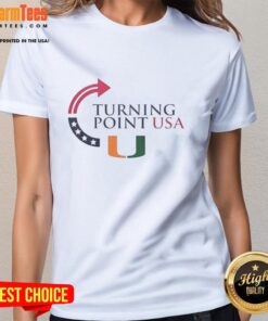 Good Miami Hurricanes X Freedom Turning Point USA Charlie Kirk ladies tee showcasing vibrant team spirit and style.