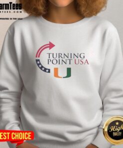 Good Miami Hurricanes X Freedom Turning Point USA Charlie Kirk sweatshirt featuring vibrant team colors and logo design.