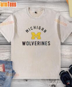Good Michigan Wolverines washed t-shirt featuring the team's logo in vibrant colors, perfect for fans and casual wear.