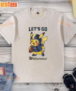Good Michigan Wolverines X Pikachu Let's Go washed t-shirt featuring vibrant graphics and a comfortable fit for fans.