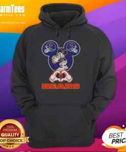 Good Mickey hands forming a heart shape in a Chicago Bears football hoodie, showcasing team spirit and style.