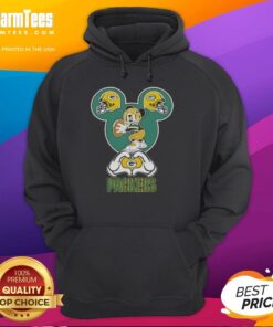Alt Text: Good Mickey hands heart design on a Green Bay Packers football hoodie, perfect for fans and cozy wear.