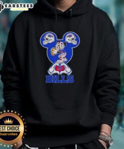 Good Mickey hands forming a heart in front of a Cincinnati Bengals football hoodie, showcasing team spirit and love.