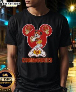 Alt Text: Good Mickey hands forming a heart on a love-themed Washington Commanders football T-shirt design.