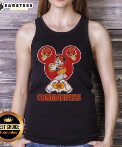 Good Mickey hands heart love graphic on Washington Commanders football tank top for fans and summer wear.