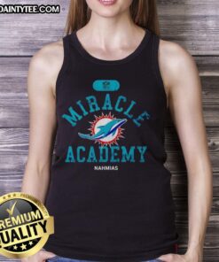 Miami Dolphins Miracle Academy Nahmias tank top featuring vibrant team colors and logo for NFL fans.