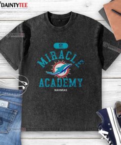 Good NFL Miami Dolphins Miracle Academy Nahmias washed t-shirt featuring vintage design and team colors for fans.