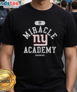 Good NFL New York Giants Miracle Academy Nahmias T-Shirt featuring vibrant team colors and logo on high-quality fabric.