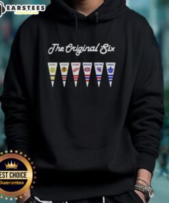 Good NHL Original Six National Hockey League pennant flag hoodie featuring vibrant team colors and logo design.