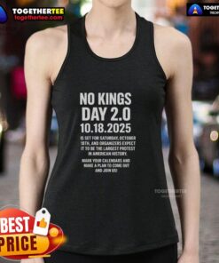 Good No Kings Day 2.0 tank top design for October 18th, 2025, featuring vibrant colors and unique graphics.