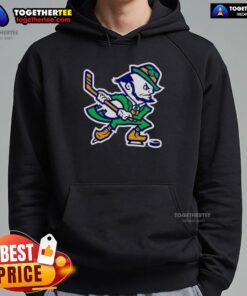 Alt Text: Notre Dame Fighting Irish hockey leprechaun hoodie, showcasing team spirit and style for fans and players alike.
