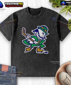 Good Notre Dame Fighting Irish hockey leprechaun washed t-shirt featuring iconic logo and vibrant colors for fans.