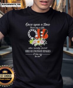 Alt Text: Good Once Upon A Time T-Shirt featuring a girl who loves horses and Cincinnati Bengals, perfect for fans.