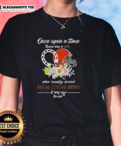 Good Once Upon A Time shirt featuring a girl who loves horses and the Cleveland Browns, perfect for ladies' casual wear.