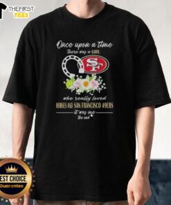 Alt Text: Girl wearing 'Once Upon A Time' horse and San Francisco 49ers t-shirt, showcasing her love for horses and football.