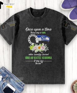 Alt Text: Good Once Upon A Time T-Shirt featuring a girl who loves horses and Seattle Seahawks, perfect for fans and horse lovers.