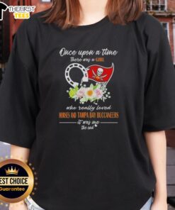 Alt Text: T-shirt featuring 'Once Upon A Time' design for girls who love horses and Tampa Bay Buccaneers. Perfect for fans!