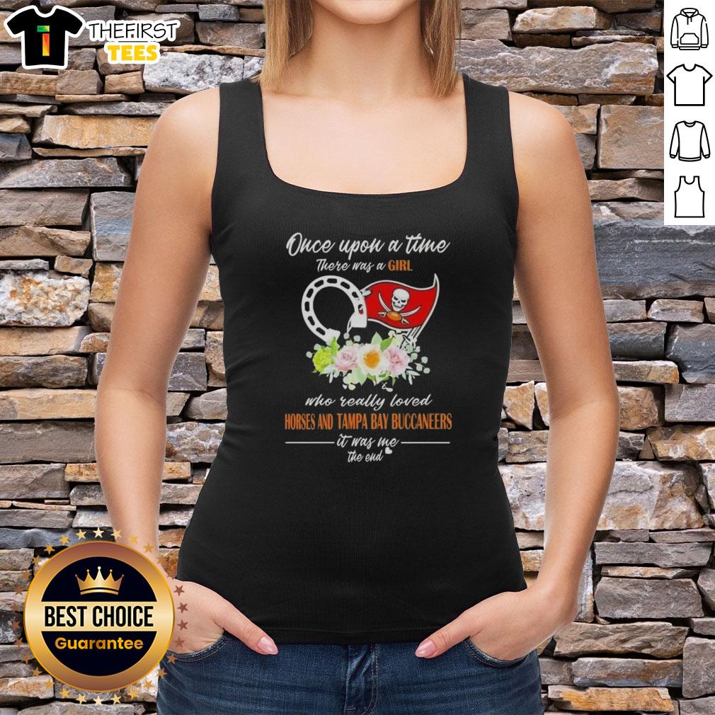 good-once-upon-a-time-there-was-a-girl-who-really-loved-horses-and-tampa-bay-buccaneers-it-was-me-tank-top Girl in tank top with 'Once Upon A Time' graphic, showcasing love for horses and Tampa Bay Buccaneers.
