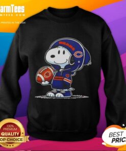 Snoopy in a Chicago Bears hoodie smiles at fans, showcasing the Good Peanuts sweatshirt design.
