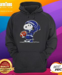 Snoopy wearing a Dallas Cowboys hoodie, smiling at fans, embodies the spirit of good peanuts and team pride.