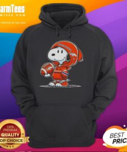 Alt Text: Snoopy in a Denver Broncos hoodie smiles at fans, showcasing his playful spirit and love for football.