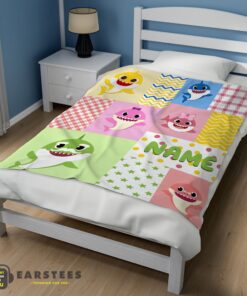 Good Personalized Colorful Baby Shark Blanket Fleece Customized Blanket - Image 3