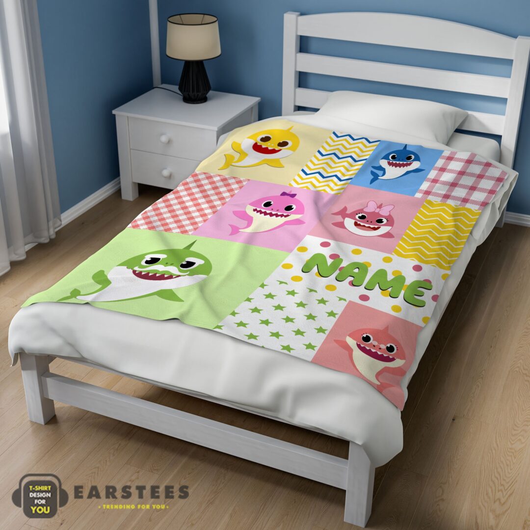 good-personalized-colorful-baby-shark-blanket-fleece-customized-blanket-mk-02 Good Personalized Colorful Baby Shark Blanket Fleece Customized Blanket - Image 3