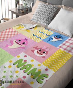 Good Personalized Colorful Baby Shark Blanket Fleece Customized Blanket - Image 2
