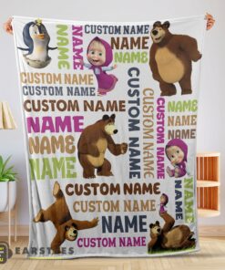 Good Personalized Masha And The Bear Blanket Fleece Customized Blanket