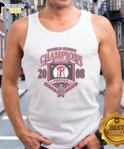 Alt Text: Good Philadelphia Phillies White Cooperstown World Series Champions Arch Tank Top for baseball fans