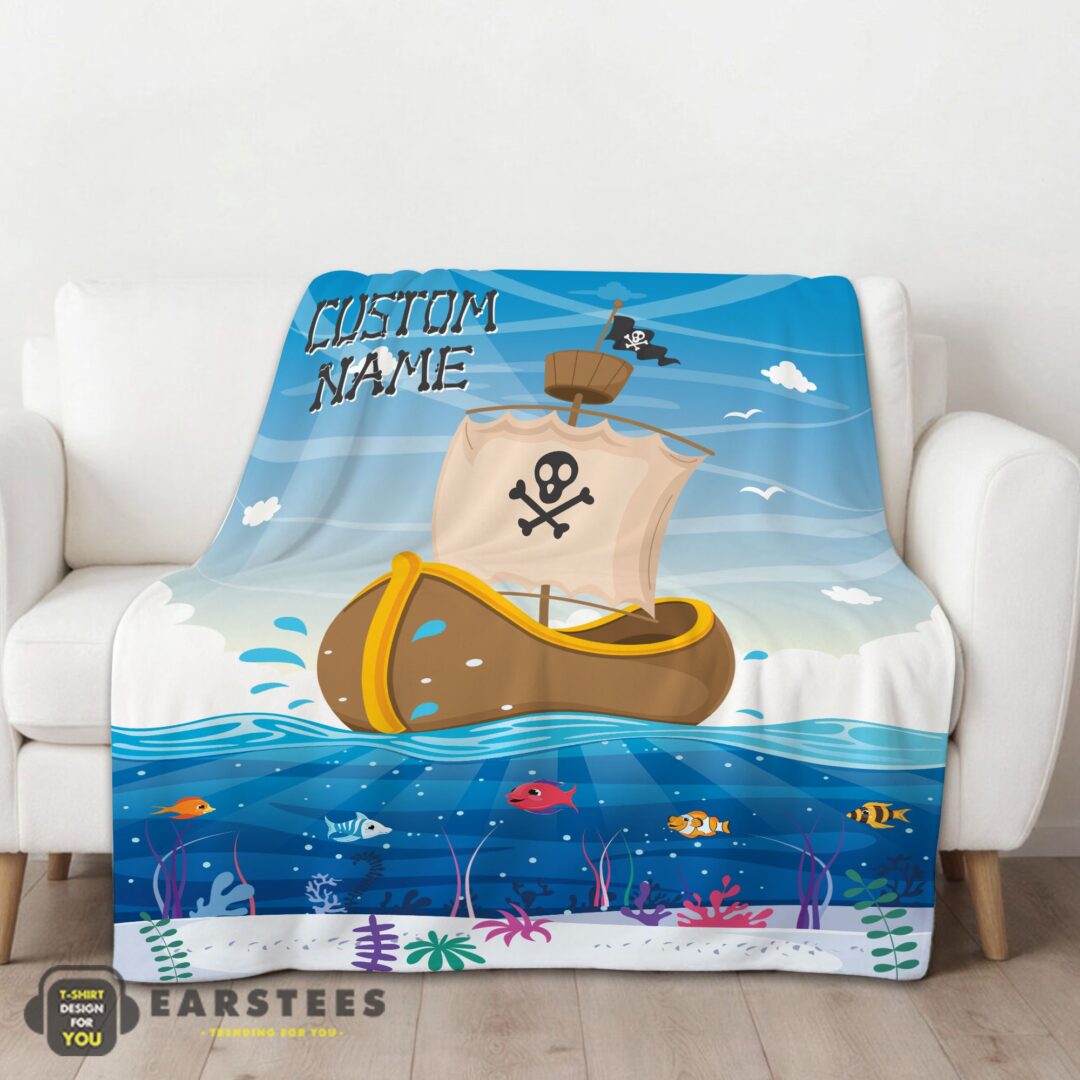 good-pirate-ship-at-sea-fish-underwater-blanket-fleece-customized-blanket-mk-01 Good Pirate Ship At Sea Fish Underwater Blanket Fleece Customized Blanket - Image 2