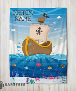 Good Pirate Ship At Sea Fish Underwater Blanket Fleece Customized Blanket