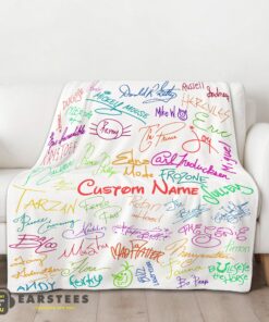Good Playful Hand Writing Typography Vibrant Name Blanket Fleece Customized Blanket - Image 2