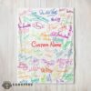 Good Playful Hand Writing Typography Vibrant Name Blanket Fleece Customized Blanket